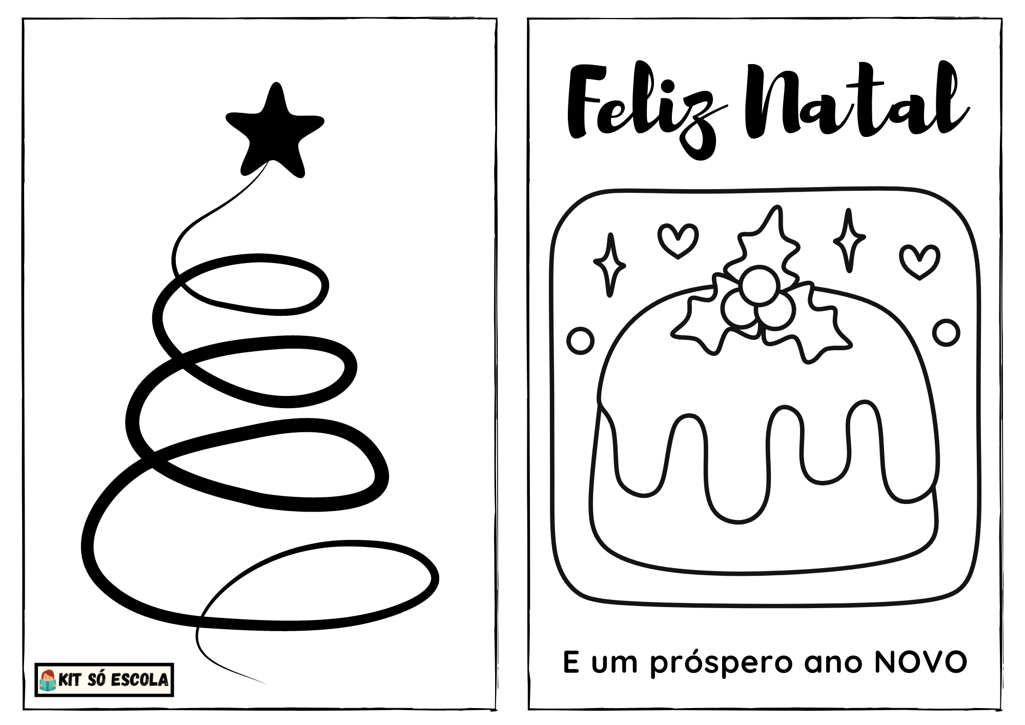 Cartões de Natal para imprimir e colorir: Folha 017 — SÓ ESCOLA