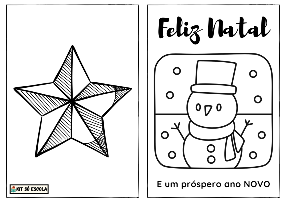 Cartões de Natal para imprimir e colorir: Folha 03