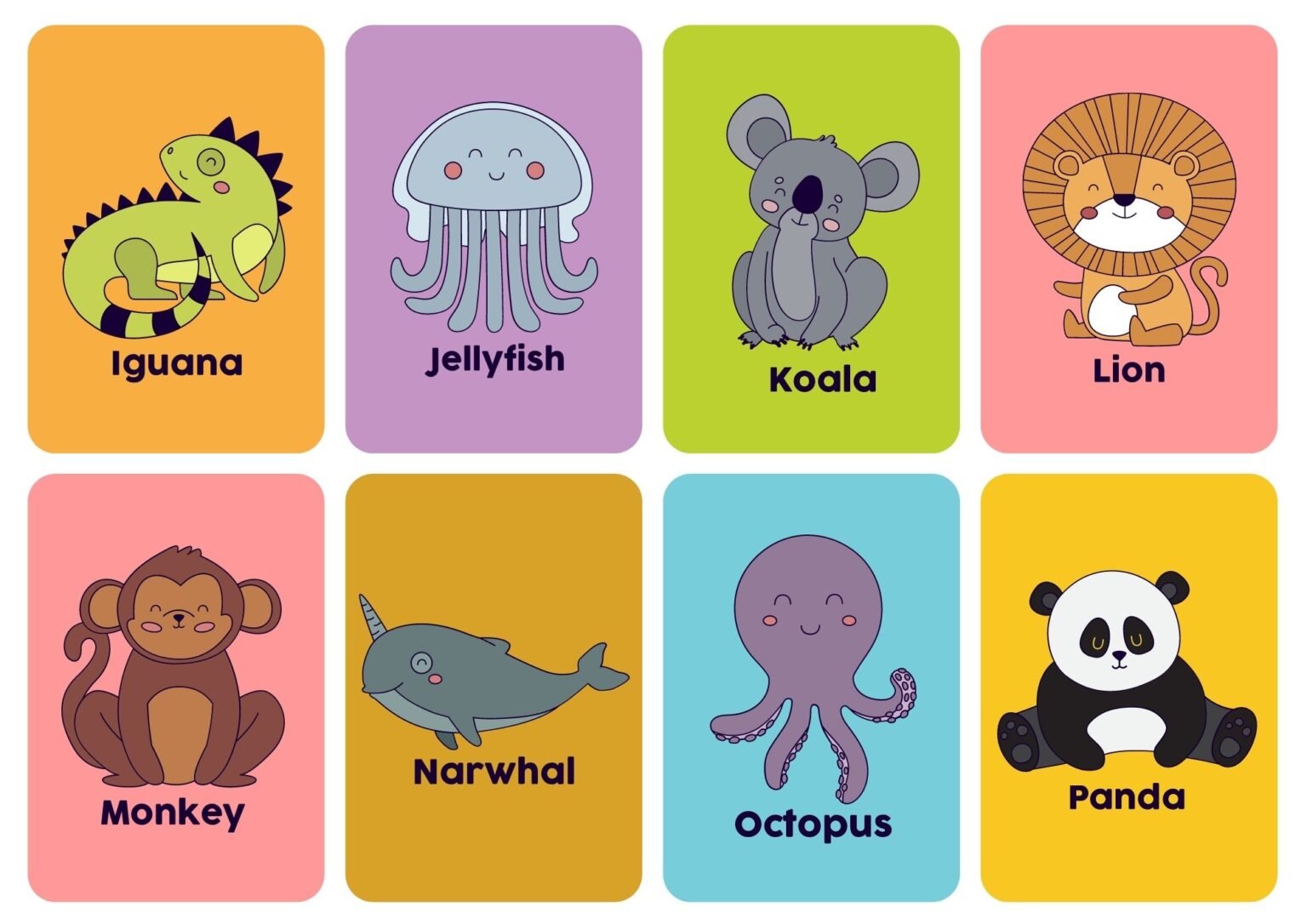 FlashCards Animais em Inglês SÓ ESCOLA