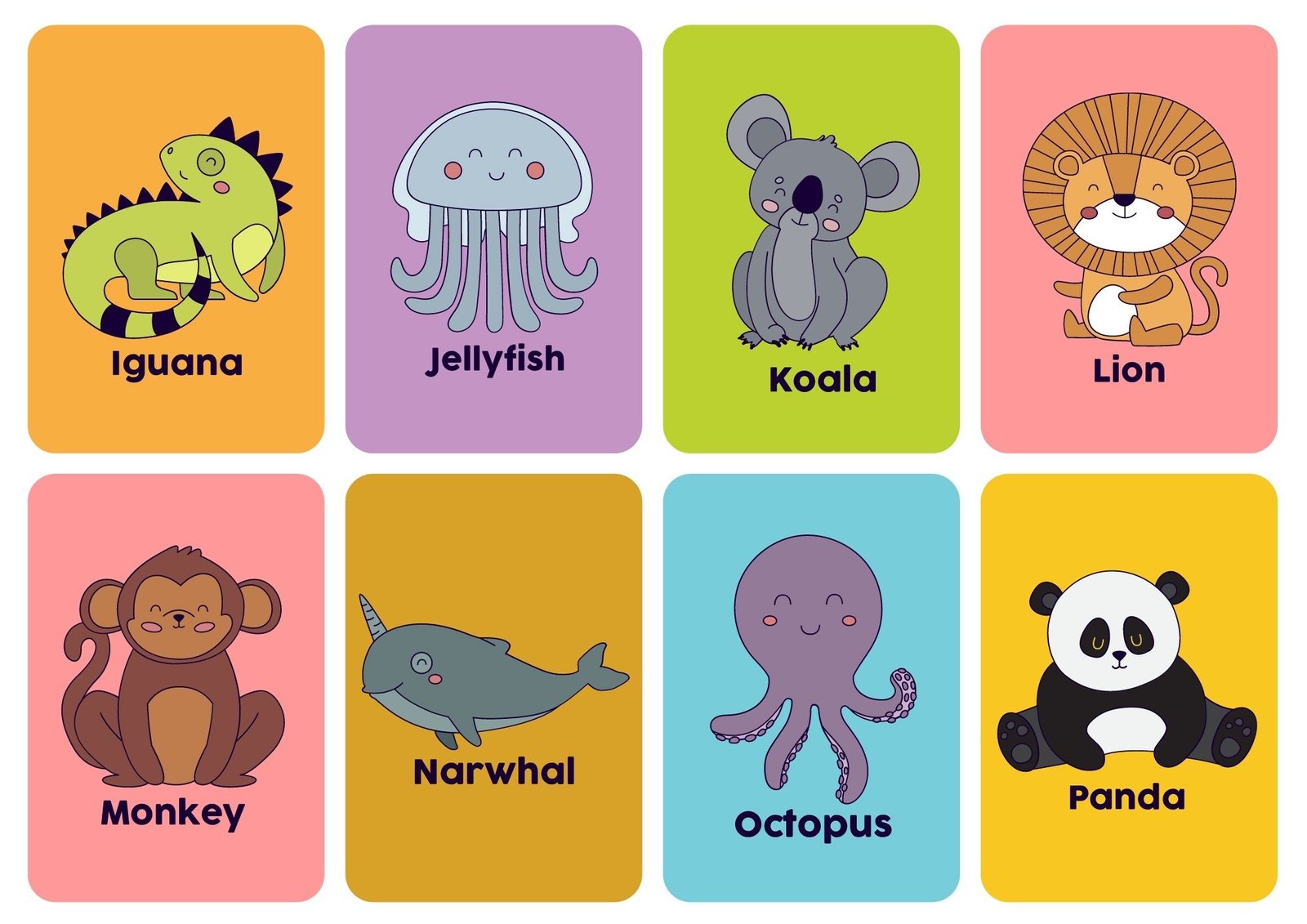 FlashCards Animais em Inglês SÓ ESCOLA