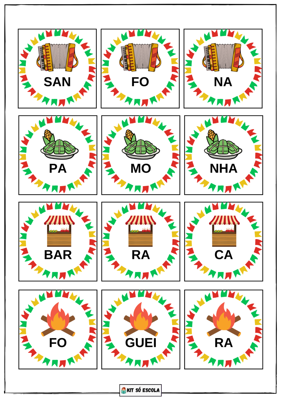 Quebra-cabeça silábico da Festa Junina - SÓ ESCOLA