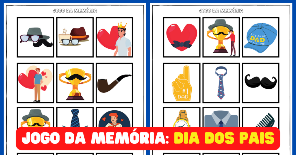 Jogo da Memória Dia dos Pais (para colorir) — SÓ ESCOLA em 2023