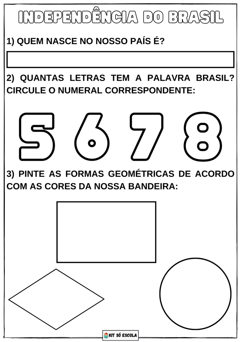 Sequência de Atividades Independência do Brasil - SÓ ESCOLA