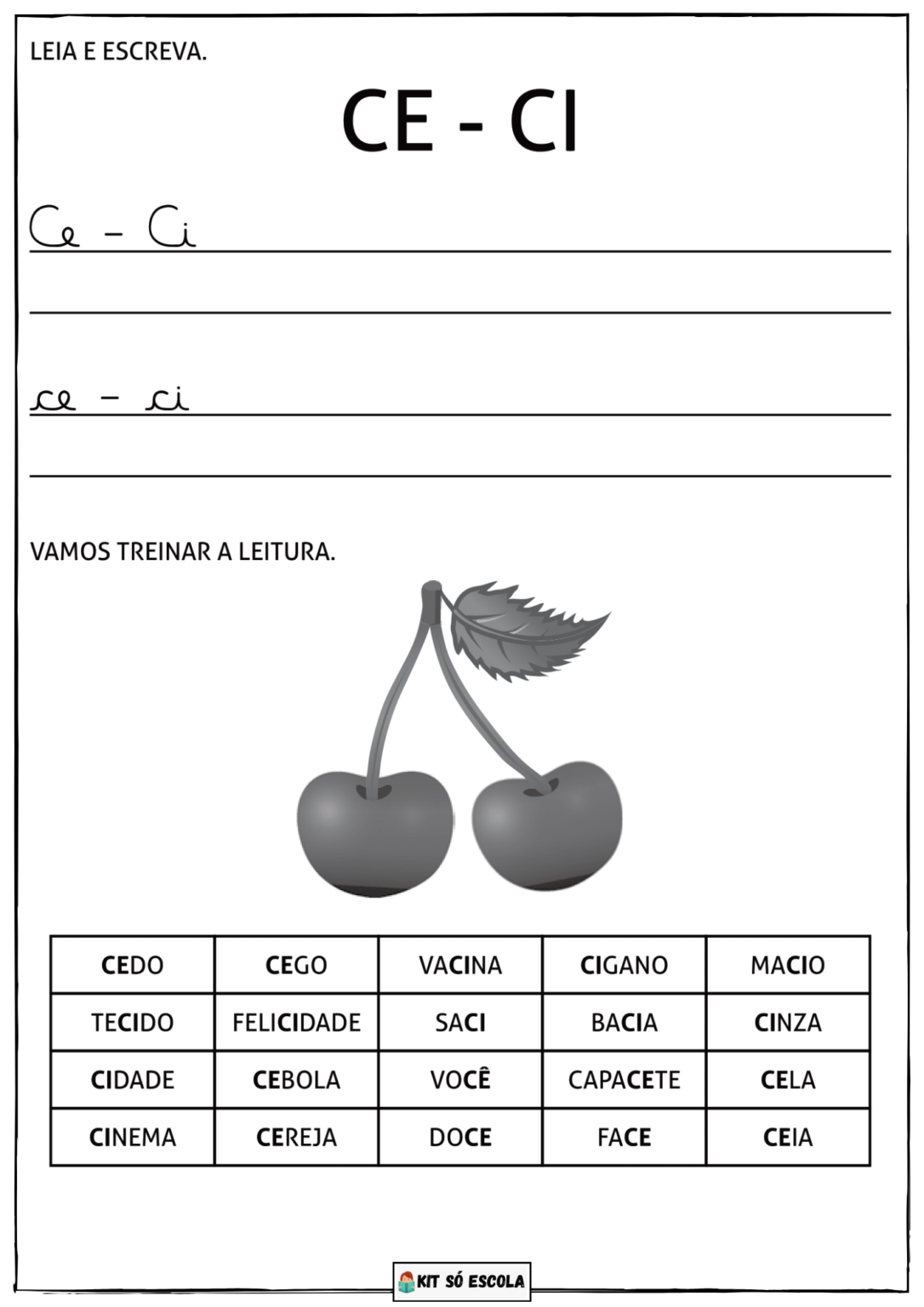 Atividades com CE e CI - 1 ano - SÓ ESCOLA