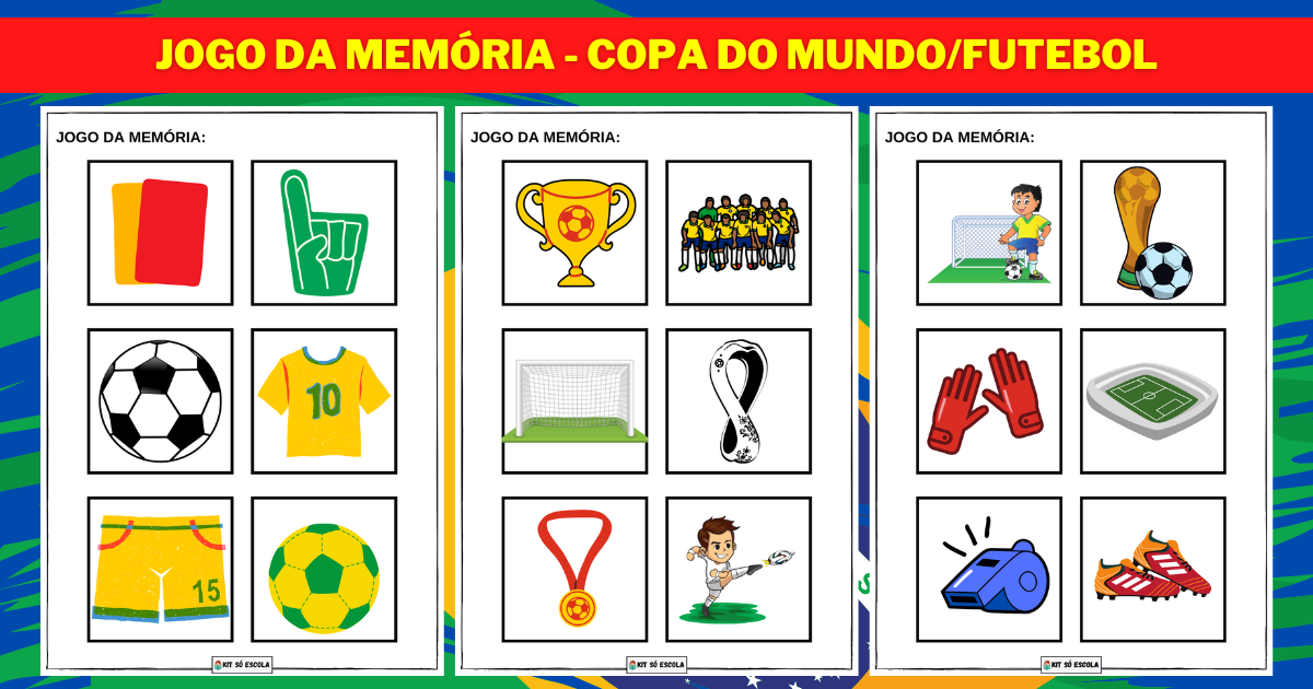 JOGO DE MEMÓRIA ESPORTIVA  Jogos de memória, Jogos, Memória