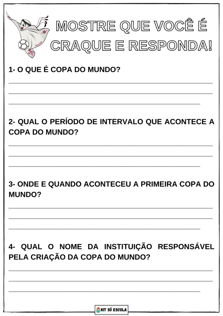 15 Atividades Copa do Mundo 2022 — SÓ ESCOLA  Copa do mundo 2022, Copa do  mundo, Educação infantil